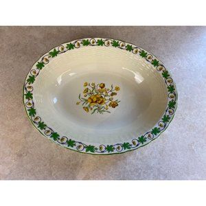 Mintons England Vintage Green Leaf Border With Yellow Butter Cup Flowered Centre